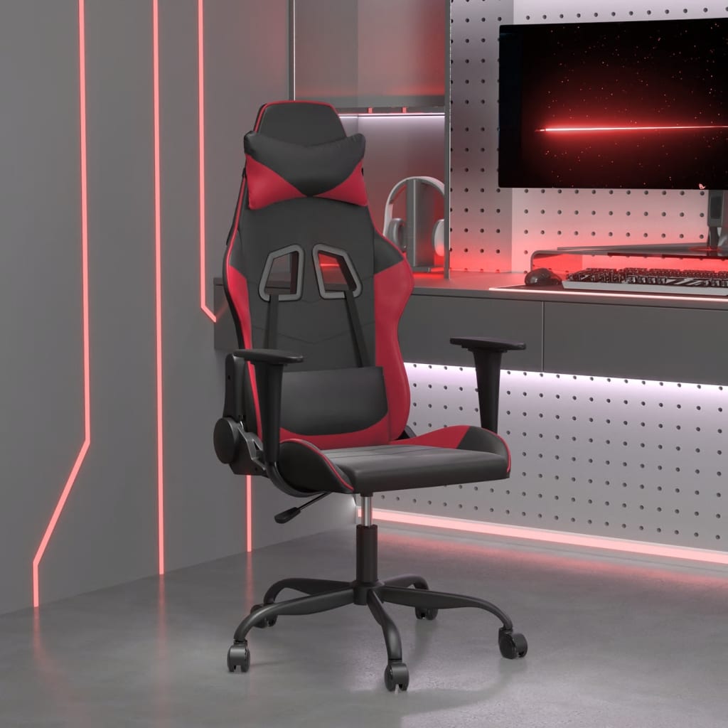 Massage gamestoel kunstleer zwart en wijnrood is nu te koop bij PeponiXL, paradijselijk wonen!