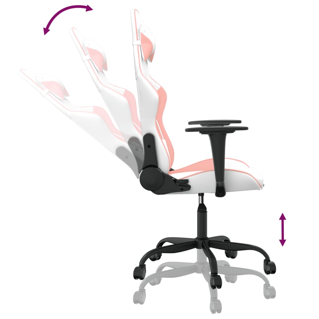 Massage gamestoel kunstleer wit en roze is nu te koop bij PeponiXL, paradijselijk wonen!