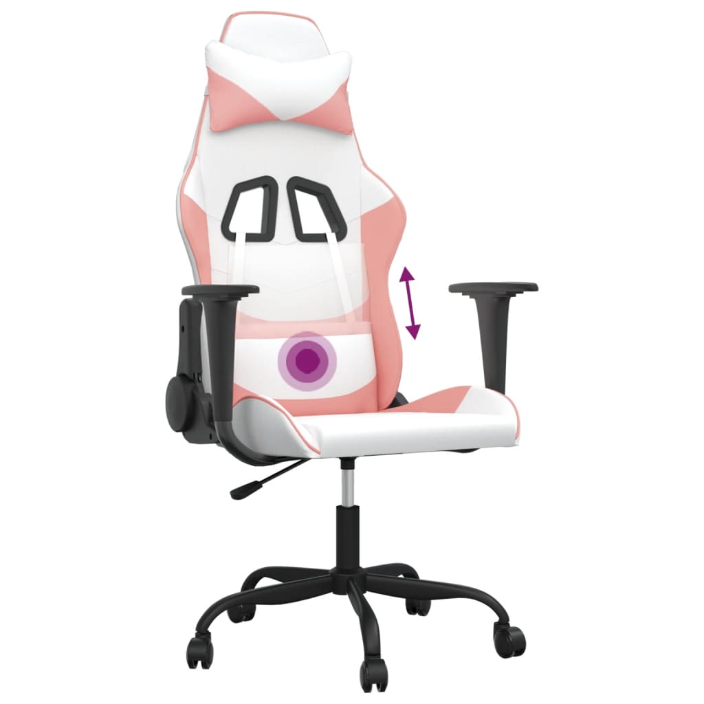 Massage gamestoel kunstleer wit en roze is nu te koop bij PeponiXL, paradijselijk wonen!