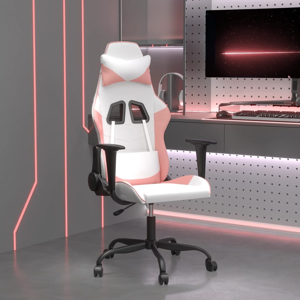 Massage gamestoel kunstleer wit en roze is nu te koop bij PeponiXL, paradijselijk wonen!