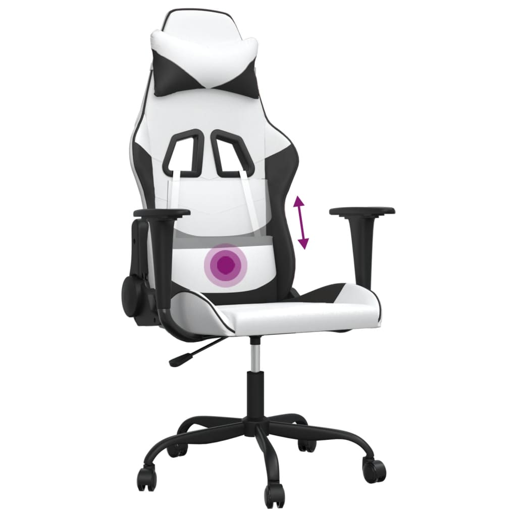 Massage gamestoel kunstleer wit en zwart is nu te koop bij PeponiXL, paradijselijk wonen!