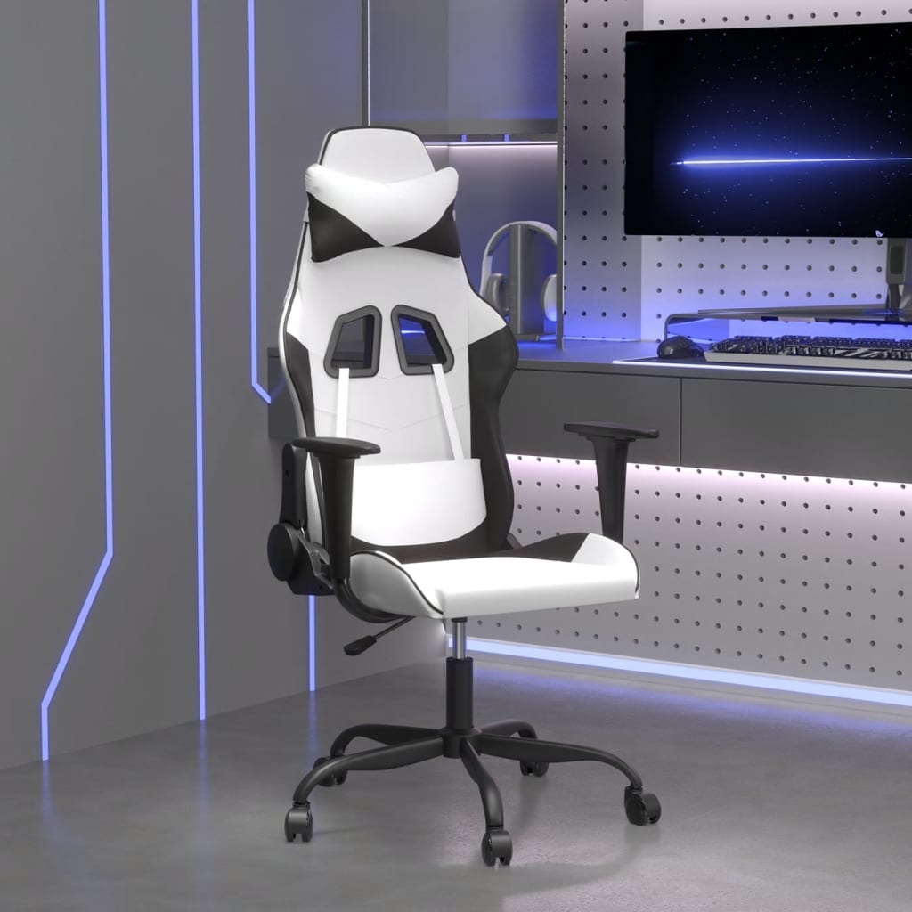Massage gamestoel kunstleer wit en zwart is nu te koop bij PeponiXL, paradijselijk wonen!