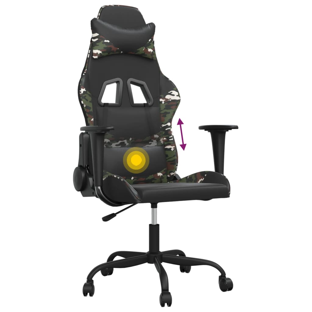 Massage gamestoel kunstleer zwart en camouflage is nu te koop bij PeponiXL, paradijselijk wonen!
