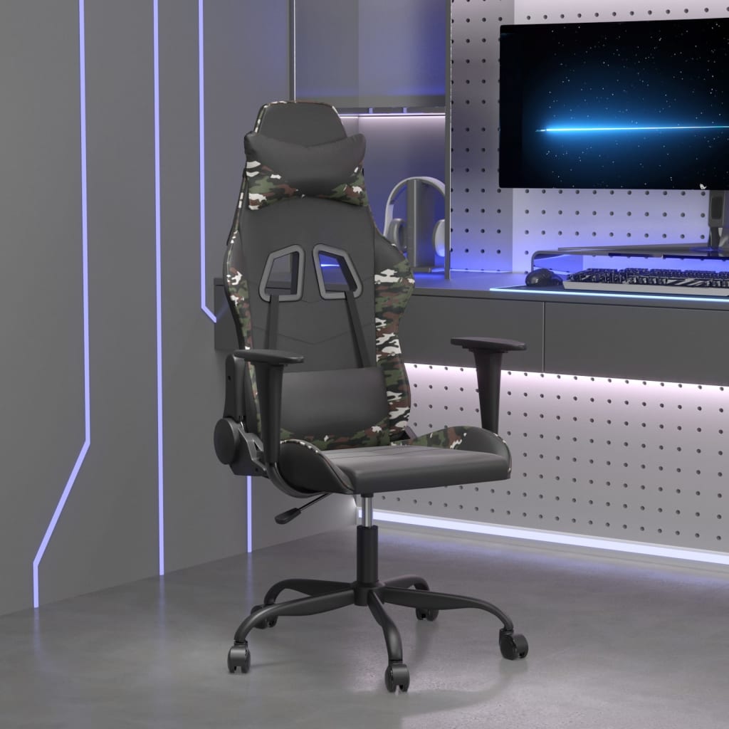 Massage gamestoel kunstleer zwart en camouflage is nu te koop bij PeponiXL, paradijselijk wonen!