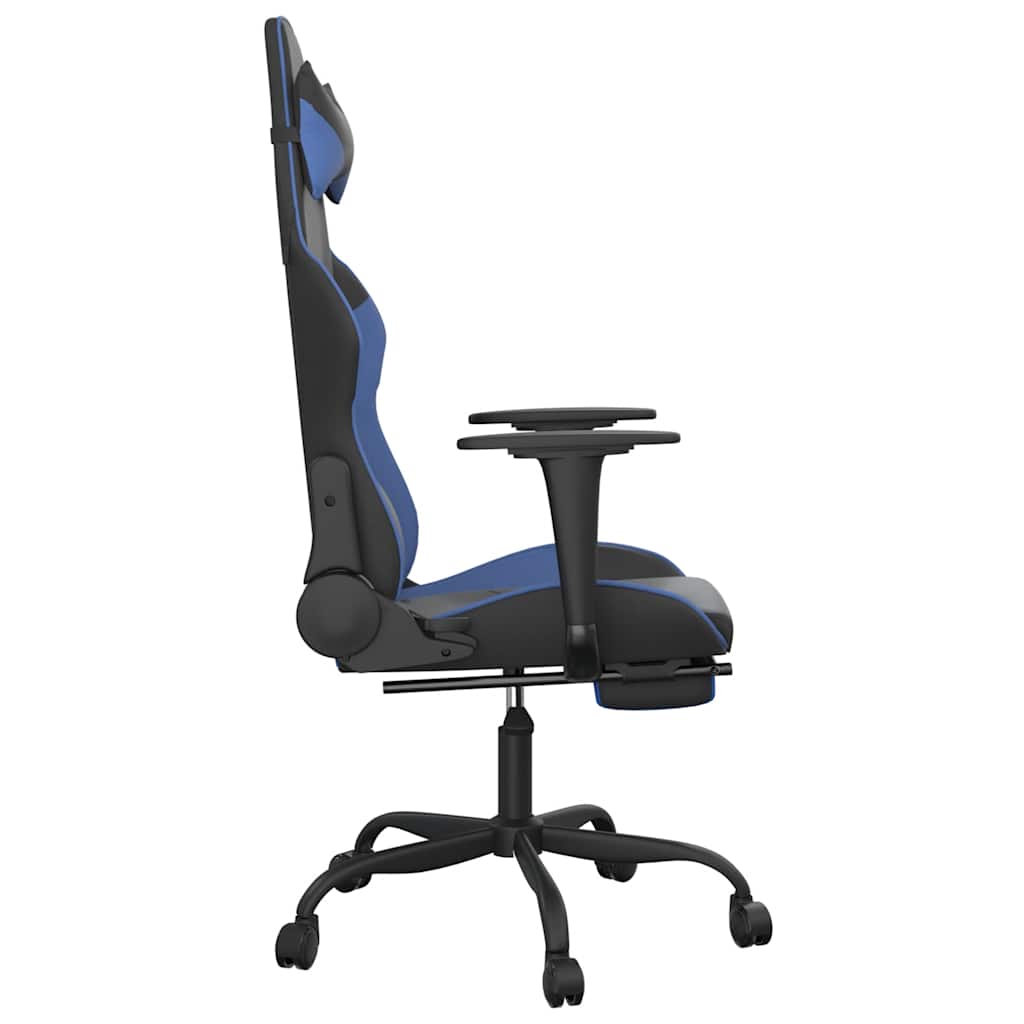 Massage gamestoel met voetensteun kunstleer zwart en blauw is nu te koop bij PeponiXL, paradijselijk wonen!