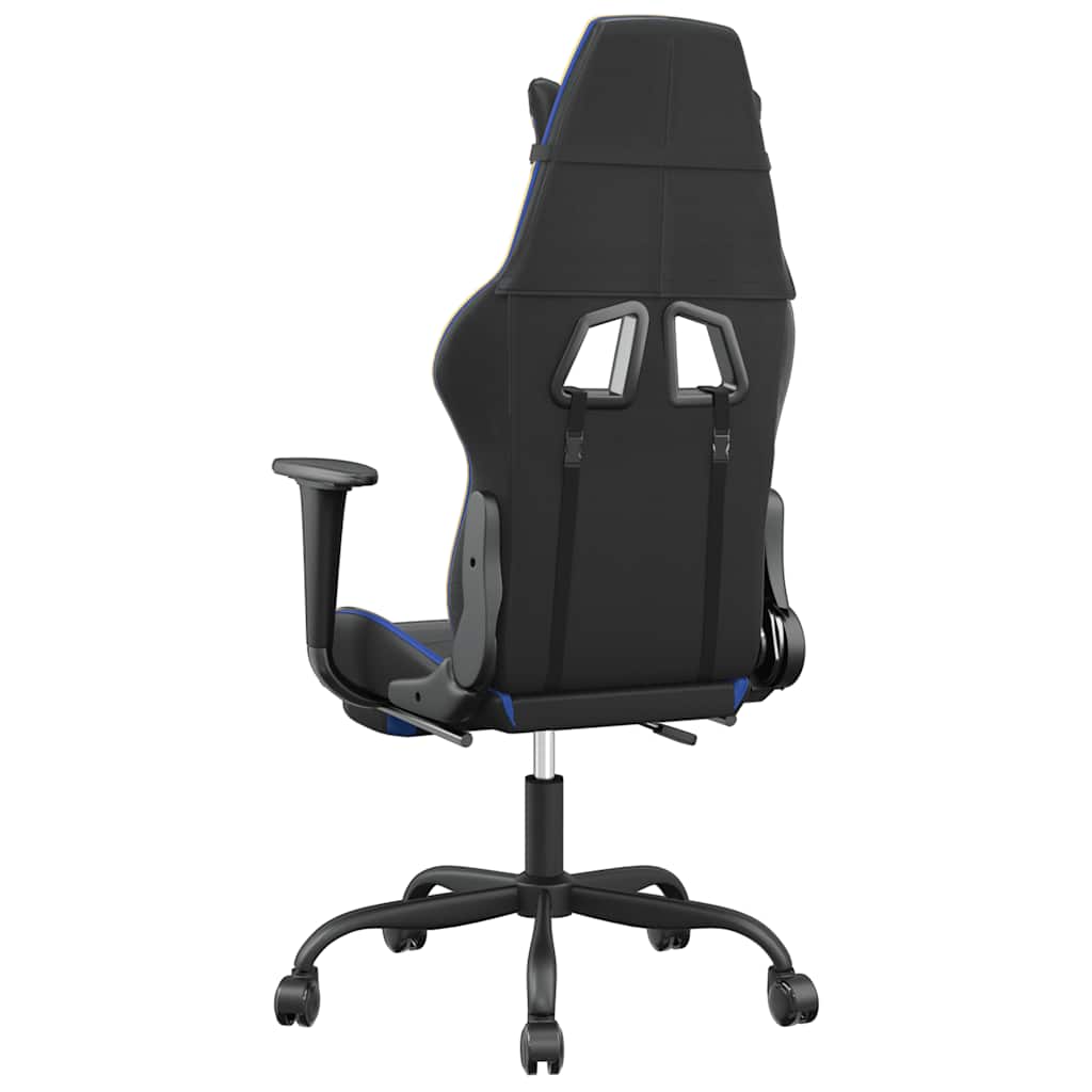 Massage gamestoel met voetensteun kunstleer zwart en blauw is nu te koop bij PeponiXL, paradijselijk wonen!