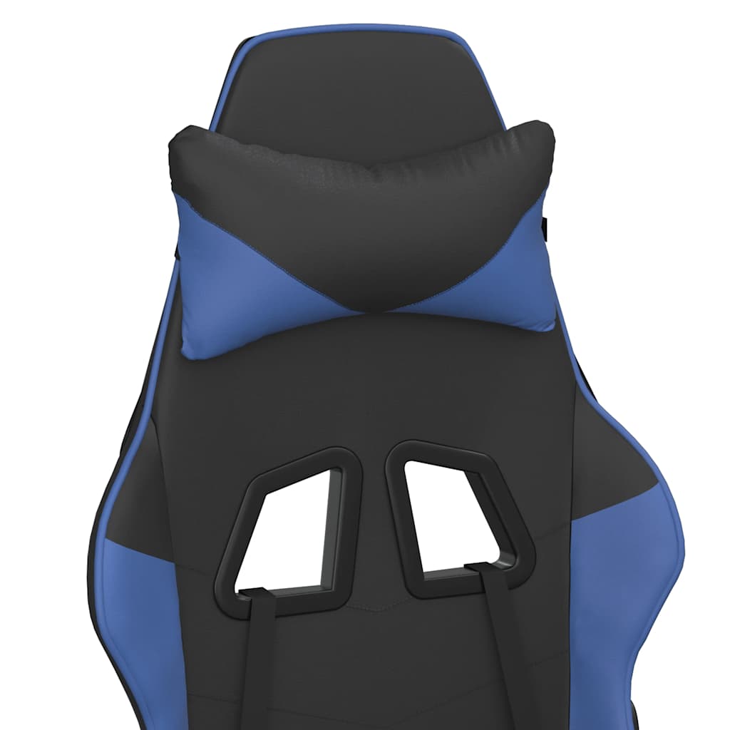 Massage gamestoel met voetensteun kunstleer zwart en blauw is nu te koop bij PeponiXL, paradijselijk wonen!