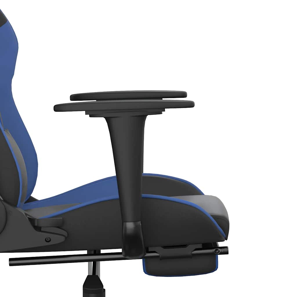 Massage gamestoel met voetensteun kunstleer zwart en blauw is nu te koop bij PeponiXL, paradijselijk wonen!