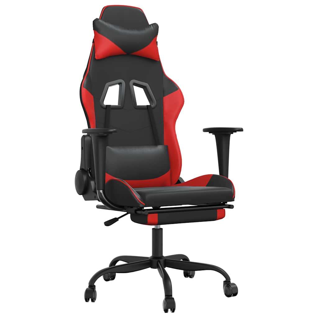 Massage gamestoel met voetensteun kunstleer zwart en rood is nu te koop bij PeponiXL, paradijselijk wonen!