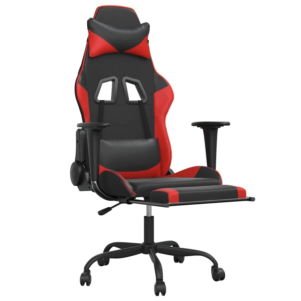 Massage gamestoel met voetensteun kunstleer zwart en rood is nu te koop bij PeponiXL, paradijselijk wonen!