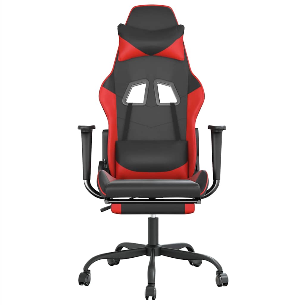 Massage gamestoel met voetensteun kunstleer zwart en rood is nu te koop bij PeponiXL, paradijselijk wonen!