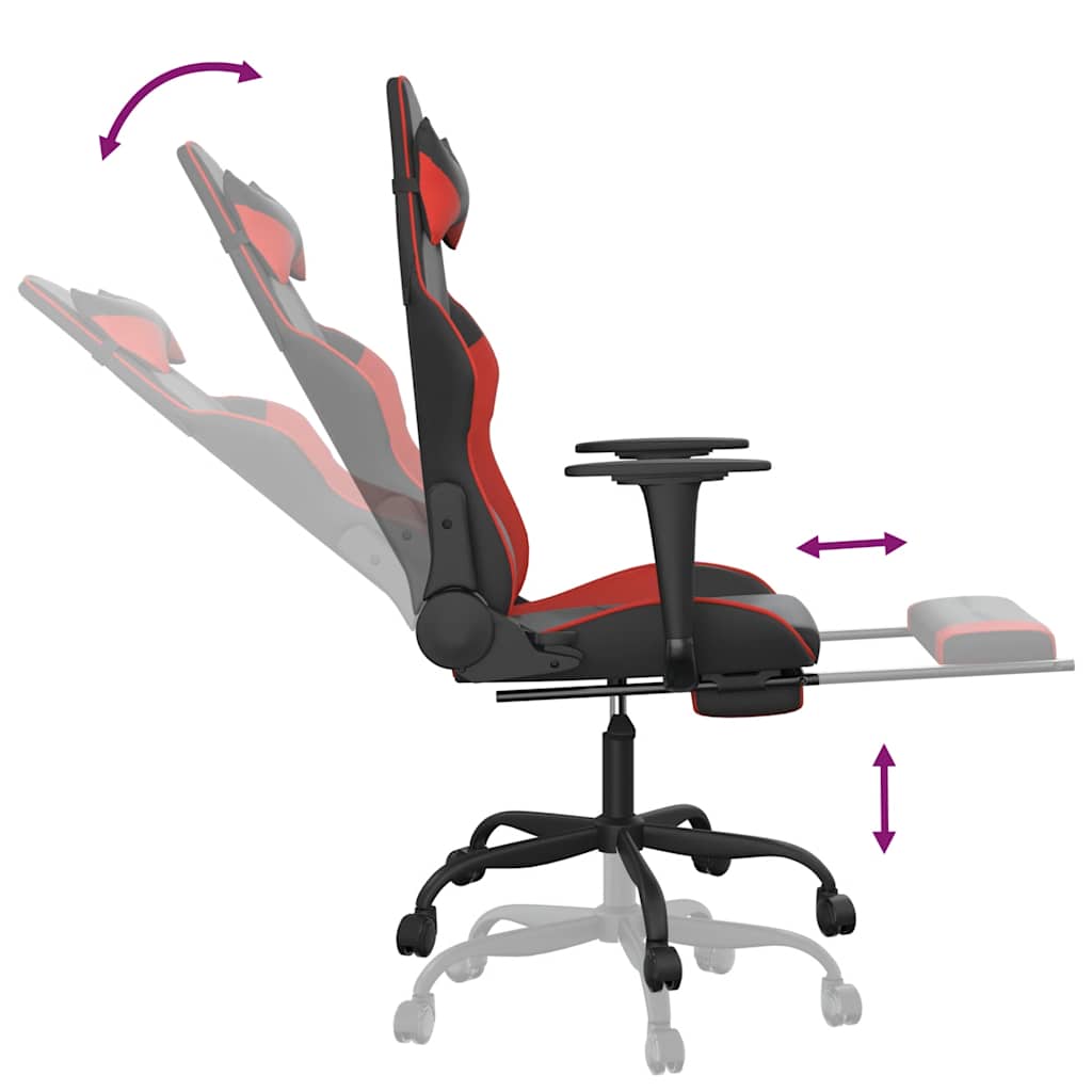 Massage gamestoel met voetensteun kunstleer zwart en rood is nu te koop bij PeponiXL, paradijselijk wonen!