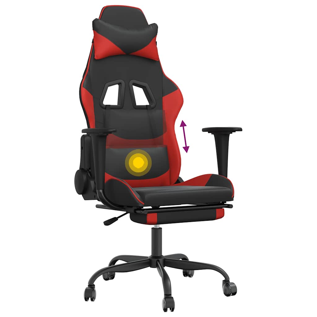 Massage gamestoel met voetensteun kunstleer zwart en rood is nu te koop bij PeponiXL, paradijselijk wonen!