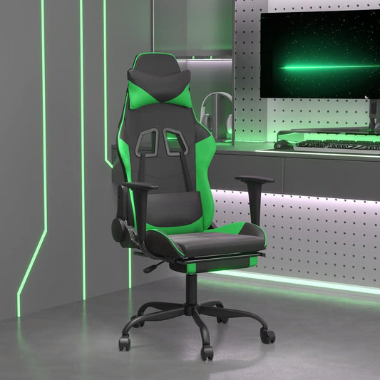 Massage gamestoel met voetensteun kunstleer zwart en groen is nu te koop bij PeponiXL, paradijselijk wonen!