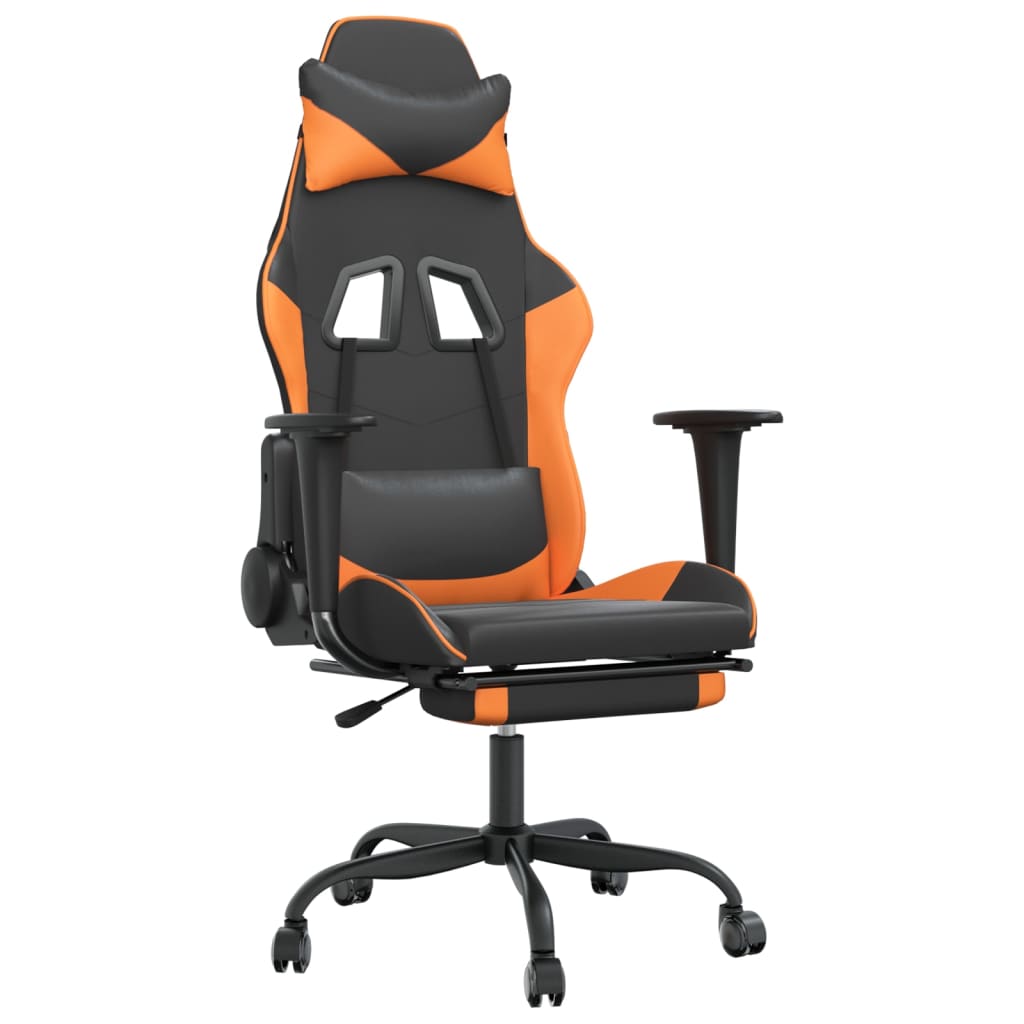 Massage gamestoel met voetensteun kunstleer zwart en oranje is nu te koop bij PeponiXL, paradijselijk wonen!