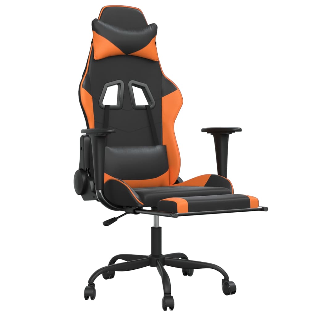 Massage gamestoel met voetensteun kunstleer zwart en oranje is nu te koop bij PeponiXL, paradijselijk wonen!