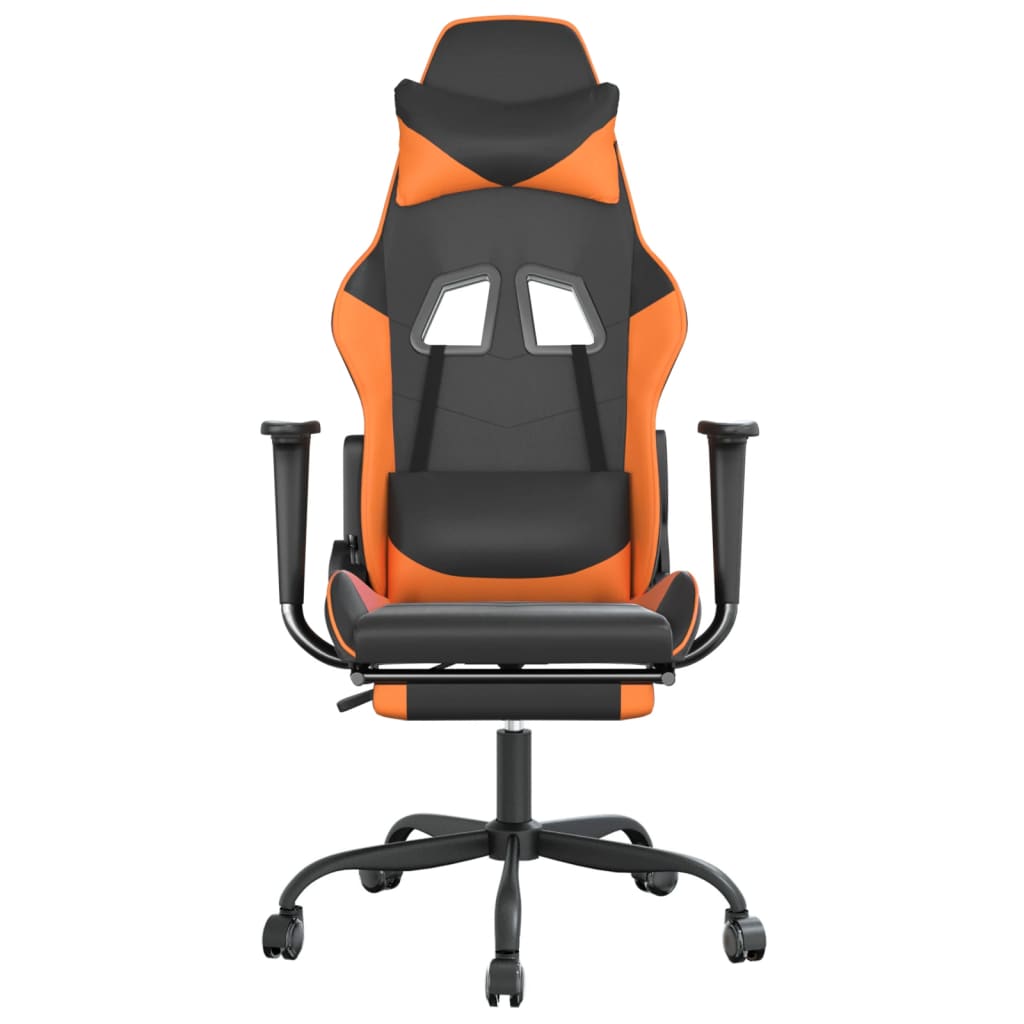 Massage gamestoel met voetensteun kunstleer zwart en oranje is nu te koop bij PeponiXL, paradijselijk wonen!