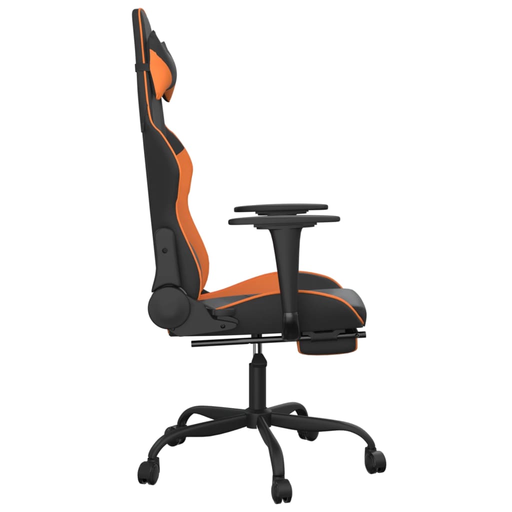 Massage gamestoel met voetensteun kunstleer zwart en oranje is nu te koop bij PeponiXL, paradijselijk wonen!