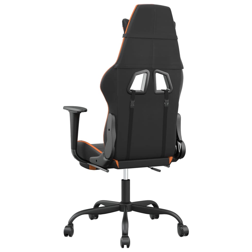 Massage gamestoel met voetensteun kunstleer zwart en oranje is nu te koop bij PeponiXL, paradijselijk wonen!