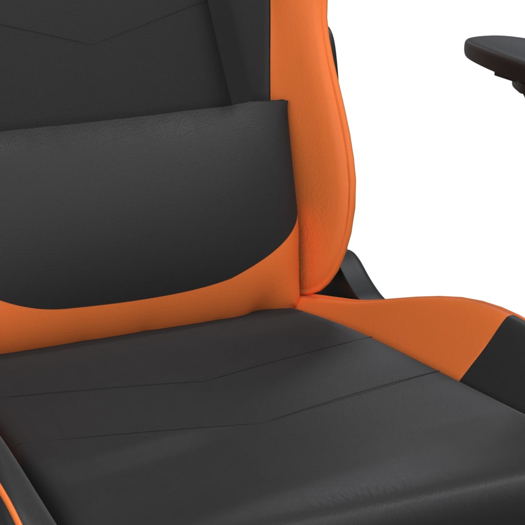 Massage gamestoel met voetensteun kunstleer zwart en oranje is nu te koop bij PeponiXL, paradijselijk wonen!