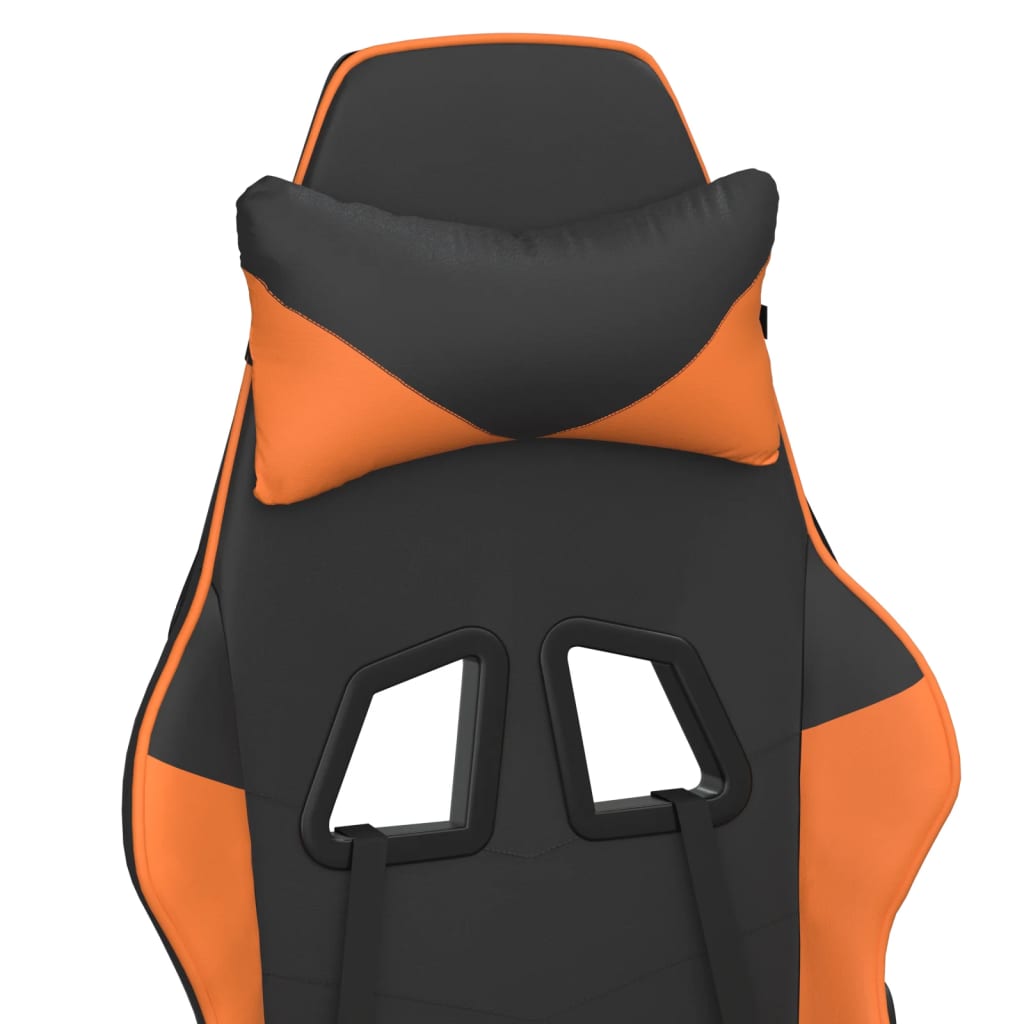 Massage gamestoel met voetensteun kunstleer zwart en oranje is nu te koop bij PeponiXL, paradijselijk wonen!