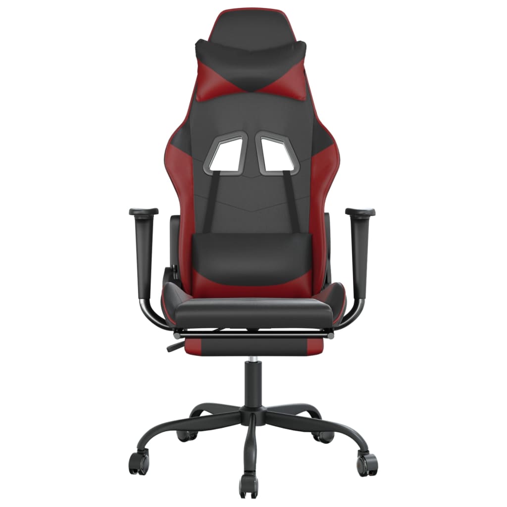 Massage gamestoel met voetensteun kunstleer zwart en wijnrood is nu te koop bij PeponiXL, paradijselijk wonen!