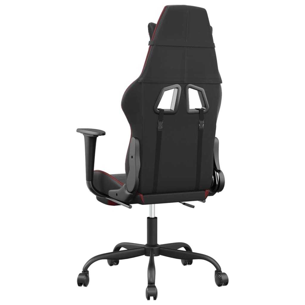 Massage gamestoel met voetensteun kunstleer zwart en wijnrood is nu te koop bij PeponiXL, paradijselijk wonen!