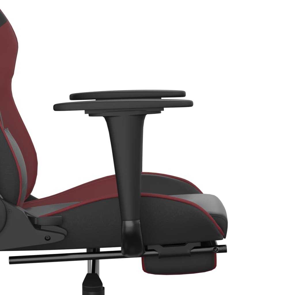 Massage gamestoel met voetensteun kunstleer zwart en wijnrood is nu te koop bij PeponiXL, paradijselijk wonen!