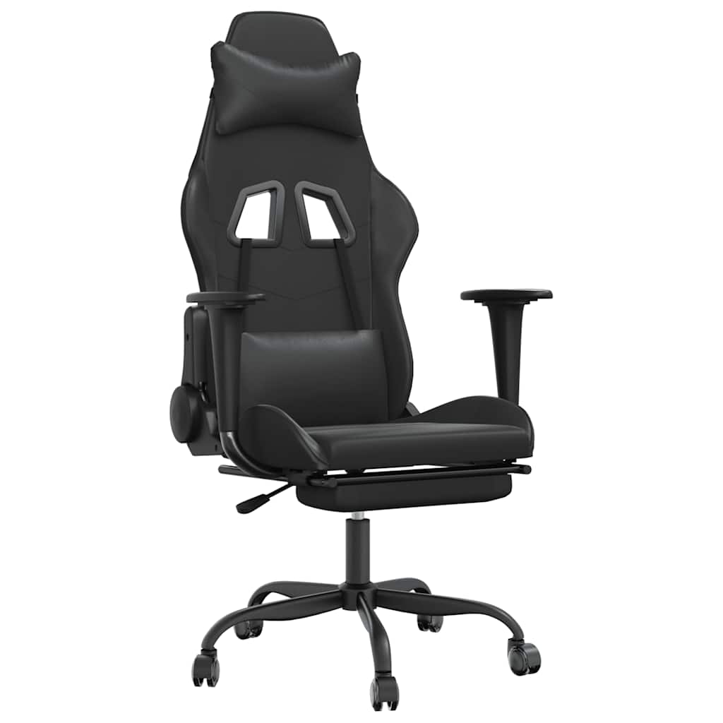 Massage gamestoel met voetensteun kunstleer zwart is nu te koop bij PeponiXL, paradijselijk wonen!