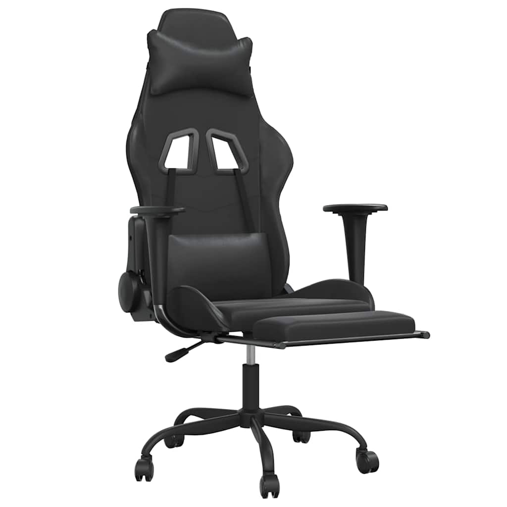 Massage gamestoel met voetensteun kunstleer zwart is nu te koop bij PeponiXL, paradijselijk wonen!