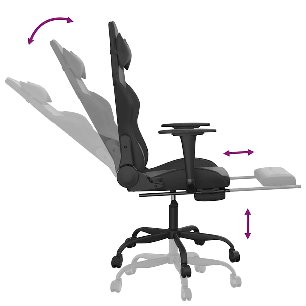 Massage gamestoel met voetensteun kunstleer zwart is nu te koop bij PeponiXL, paradijselijk wonen!