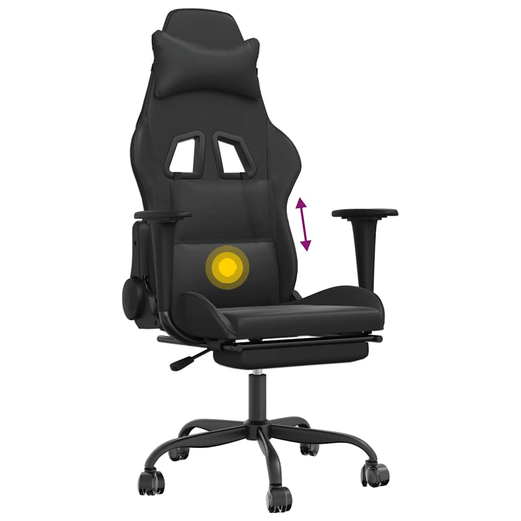 Massage gamestoel met voetensteun kunstleer zwart is nu te koop bij PeponiXL, paradijselijk wonen!