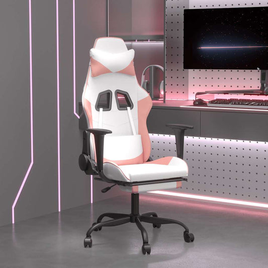Massage gamestoel met voetensteun kunstleer zwart en roze is nu te koop bij PeponiXL, paradijselijk wonen!