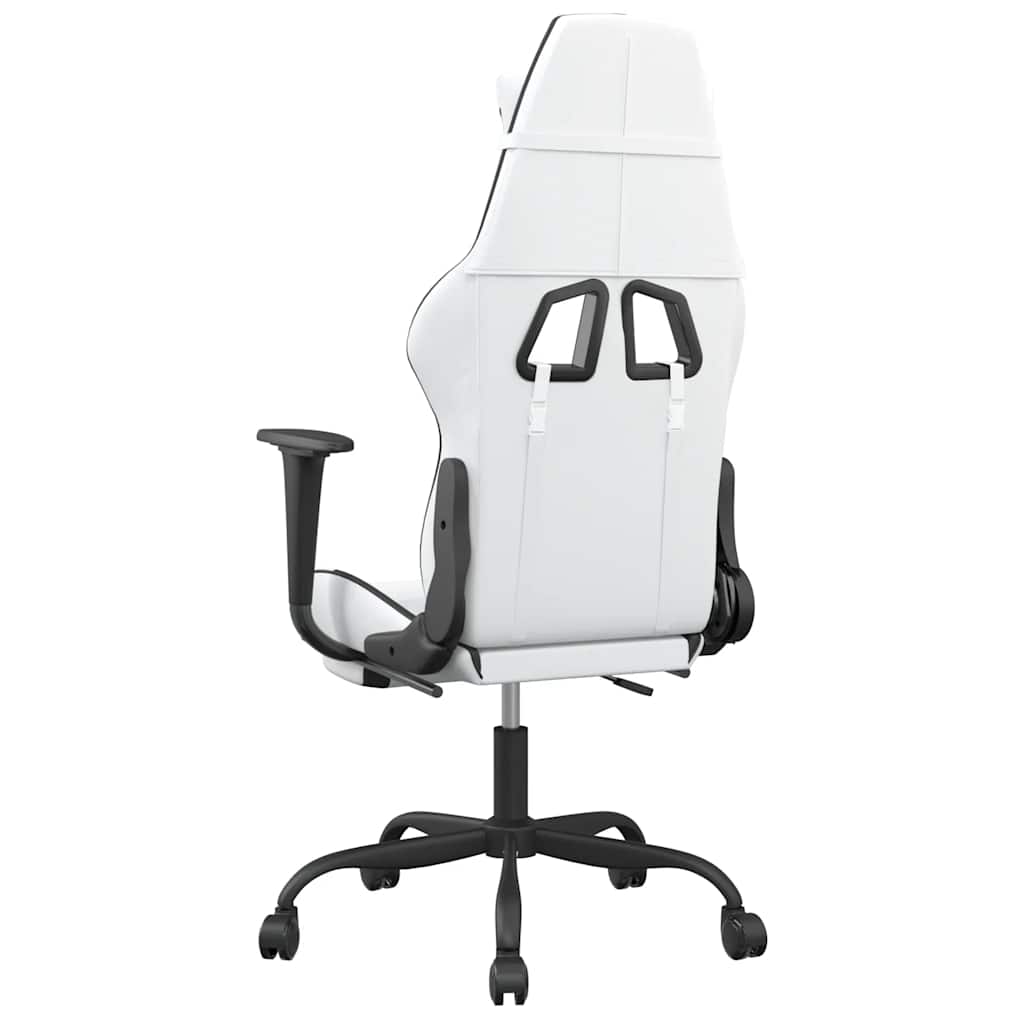 Massage gamestoel met voetensteun kunstleer zwart en wit is nu te koop bij PeponiXL, paradijselijk wonen!