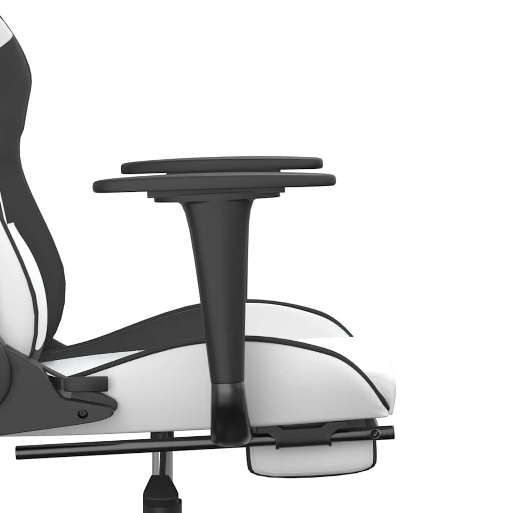 Massage gamestoel met voetensteun kunstleer zwart en wit is nu te koop bij PeponiXL, paradijselijk wonen!