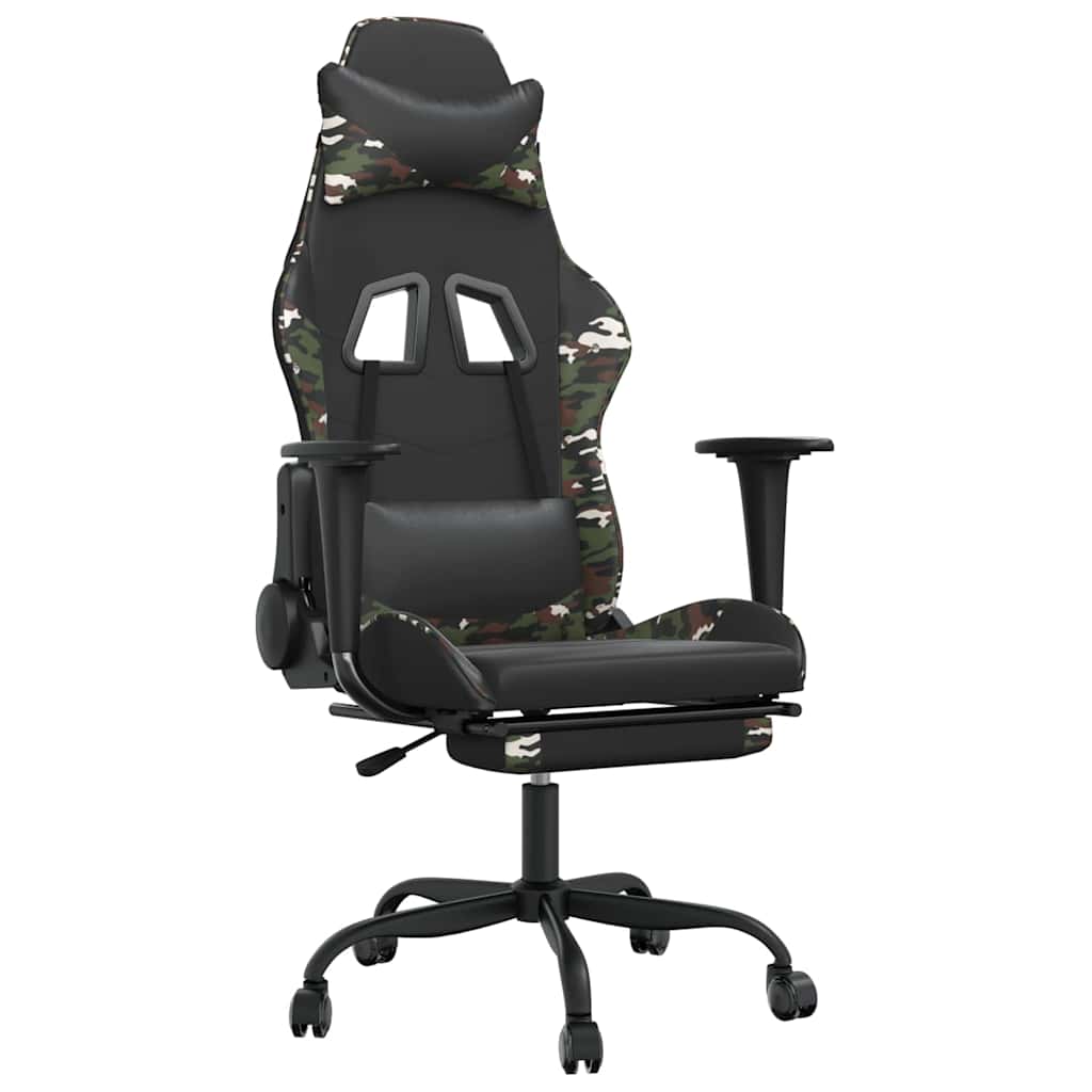 Massage gamestoel met voetensteun kunstleer zwart & camouflage is nu te koop bij PeponiXL, paradijselijk wonen!