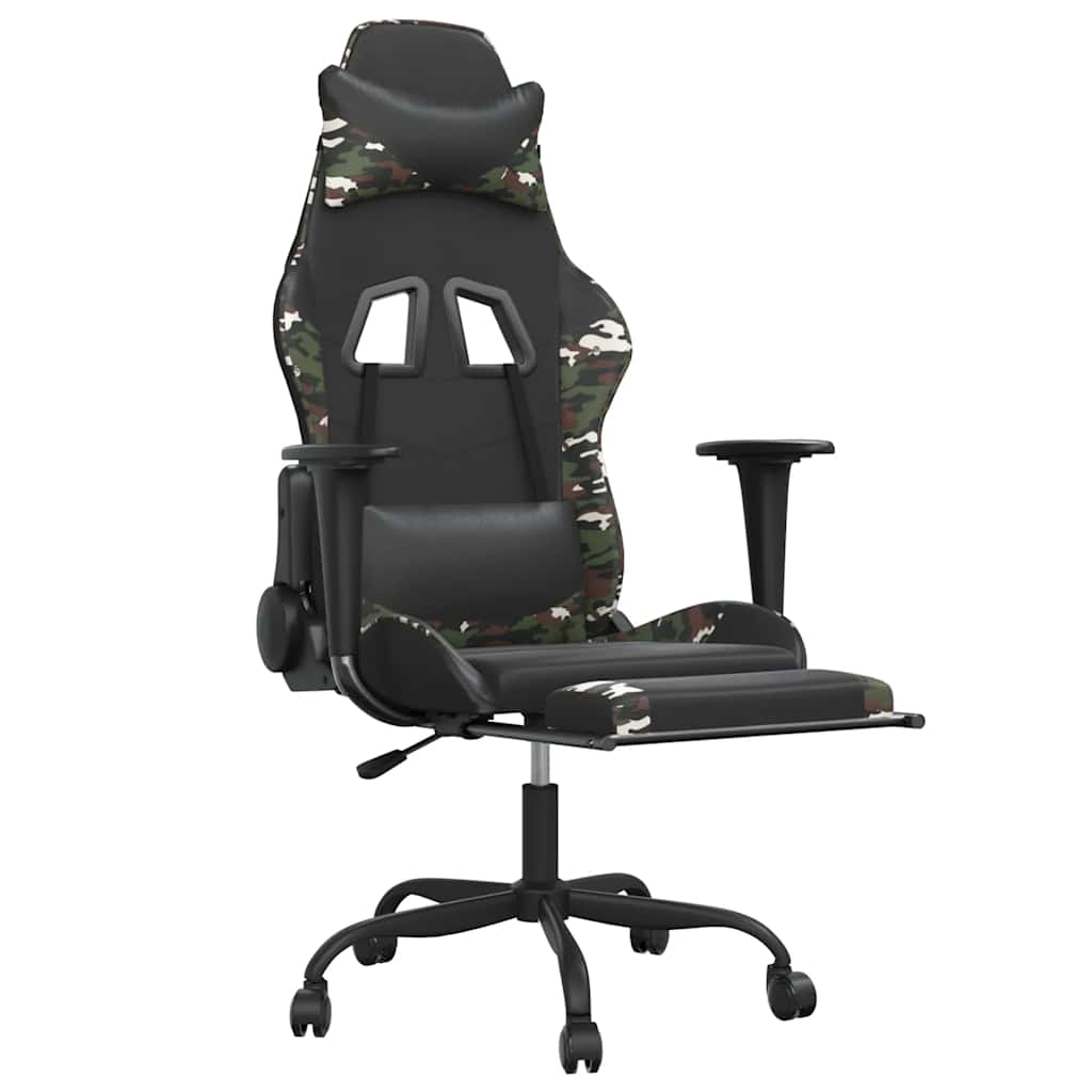Massage gamestoel met voetensteun kunstleer zwart & camouflage is nu te koop bij PeponiXL, paradijselijk wonen!