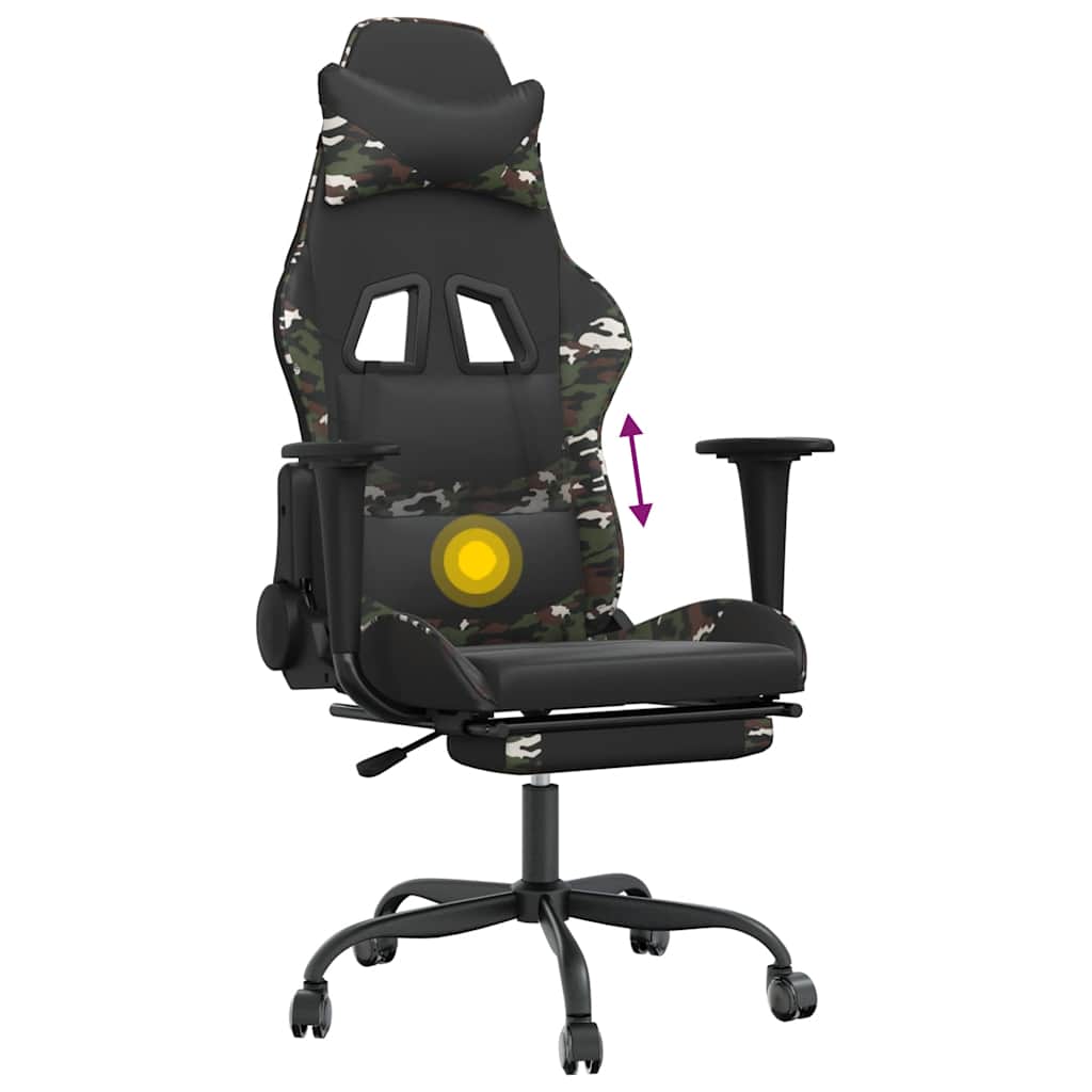 Massage gamestoel met voetensteun kunstleer zwart & camouflage is nu te koop bij PeponiXL, paradijselijk wonen!