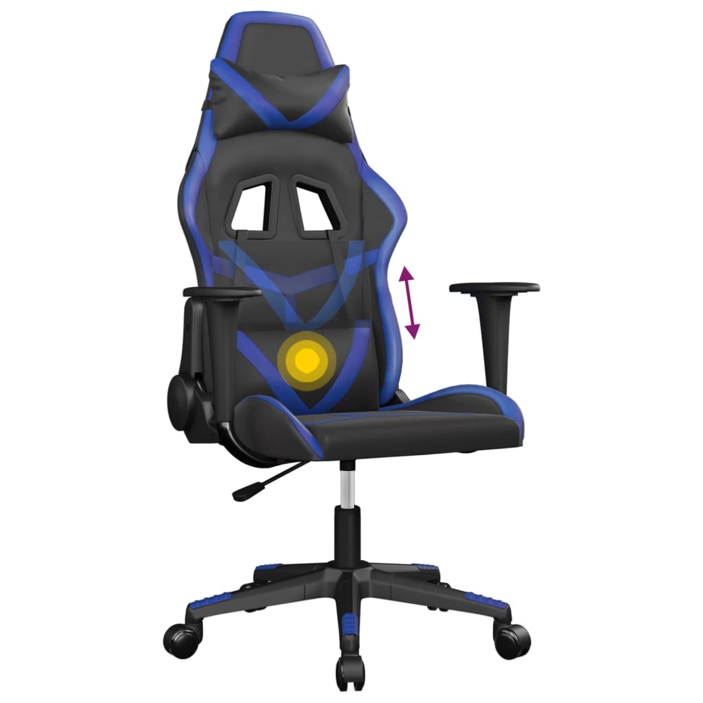Massage gamestoel kunstleer zwart en blauw is nu te koop bij PeponiXL, paradijselijk wonen!