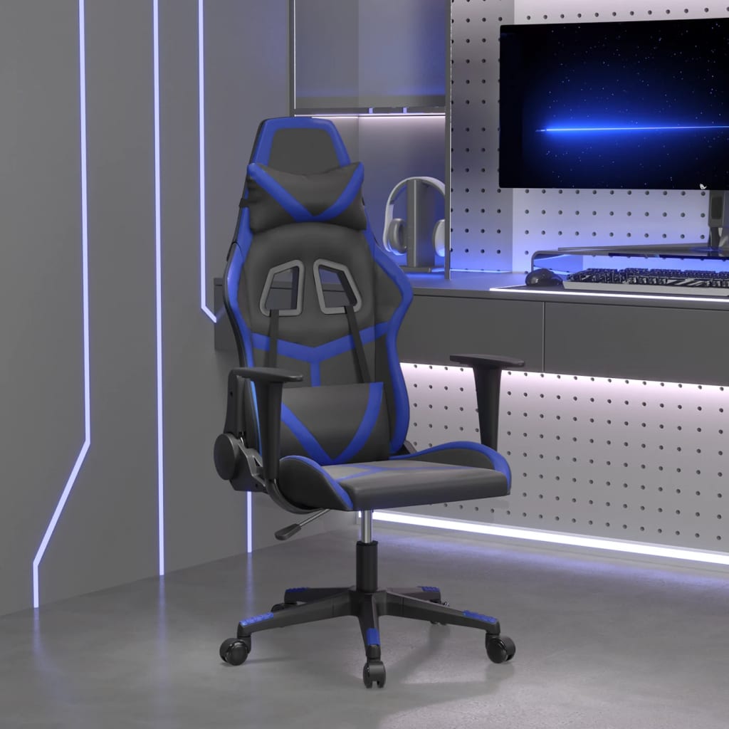 Massage gamestoel kunstleer zwart en blauw is nu te koop bij PeponiXL, paradijselijk wonen!