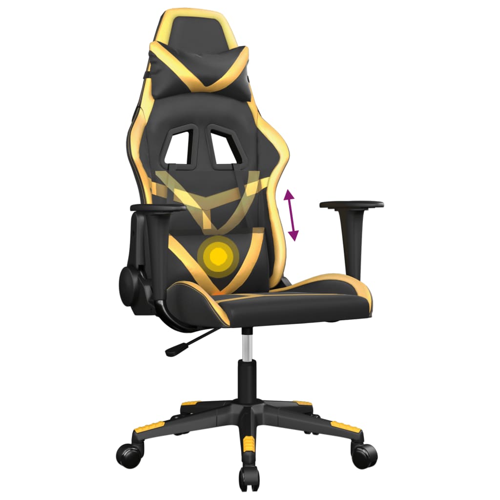 Massage gamestoel kunstleer zwart en goudkleurig is nu te koop bij PeponiXL, paradijselijk wonen!