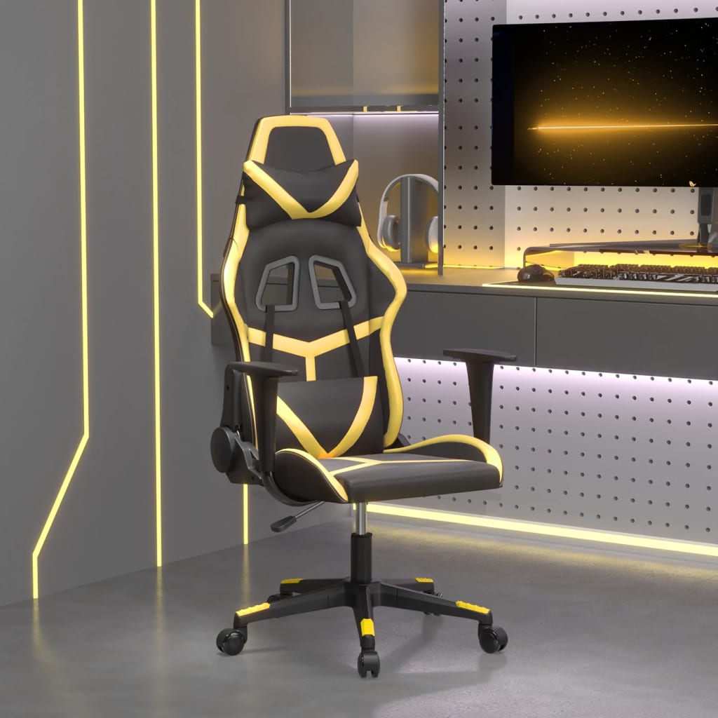 Massage gamestoel kunstleer zwart en goudkleurig is nu te koop bij PeponiXL, paradijselijk wonen!