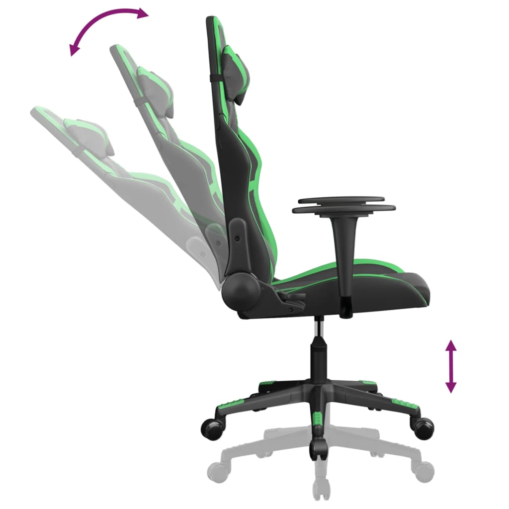 Massage gamestoel kunstleer zwart en groen is nu te koop bij PeponiXL, paradijselijk wonen!