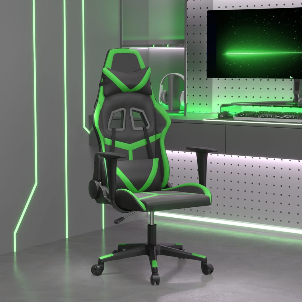 Massage gamestoel kunstleer zwart en groen is nu te koop bij PeponiXL, paradijselijk wonen!