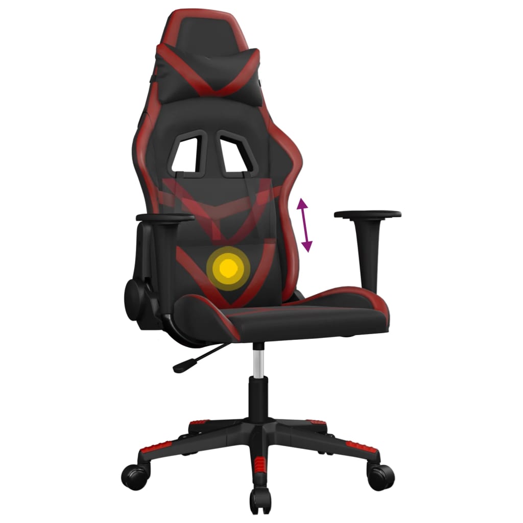 Massage gamestoel kunstleer zwart en wijnrood is nu te koop bij PeponiXL, paradijselijk wonen!