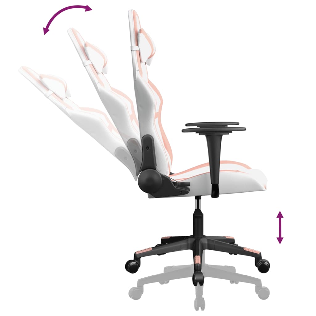 Massage gamestoel kunstleer wit en roze is nu te koop bij PeponiXL, paradijselijk wonen!