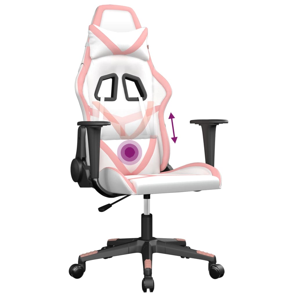 Massage gamestoel kunstleer wit en roze is nu te koop bij PeponiXL, paradijselijk wonen!