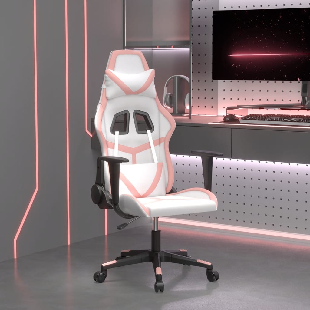 Massage gamestoel kunstleer wit en roze is nu te koop bij PeponiXL, paradijselijk wonen!