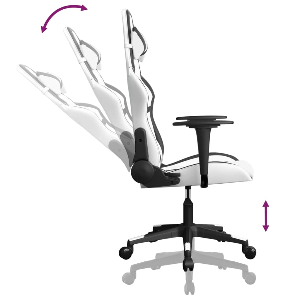 Massage gamestoel kunstleer wit en zwart is nu te koop bij PeponiXL, paradijselijk wonen!