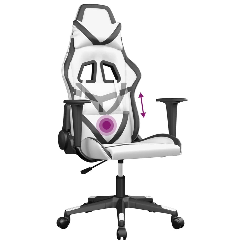 Massage gamestoel kunstleer wit en zwart is nu te koop bij PeponiXL, paradijselijk wonen!